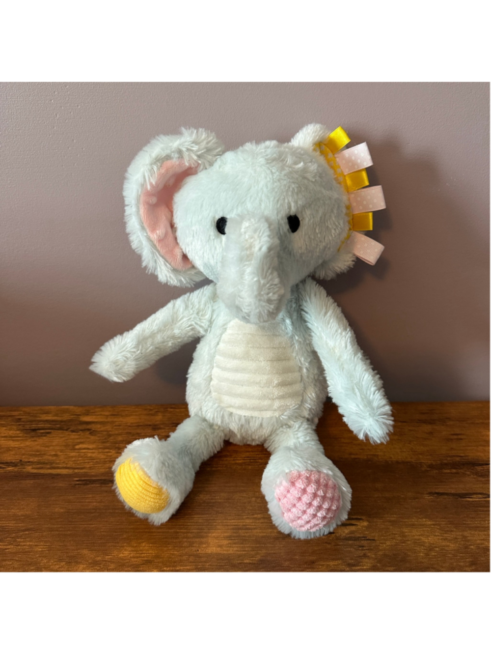 Make Believe Ideas Sensory Snuggables Elephant Plush 12" Blue Pink Baby